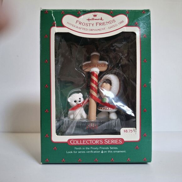 Hallmark 1988 Frosty Friends Eskimo Girl Dog Christmas Ornament Original Box - Picture 3 of 4